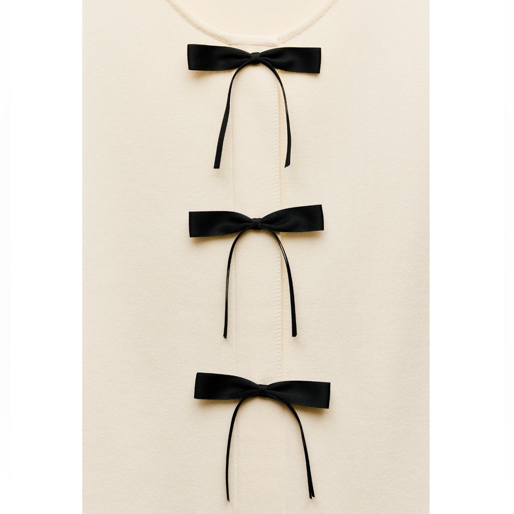 Zara KNIT MINI DRESS WITH CONTRASTING BOWS - Picture 3 of 5